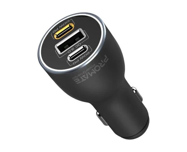 Promate 120W RapidCharge™ Car Charger with Dual Power Delivery and Quick Charge Ports POWERDRIVE-120