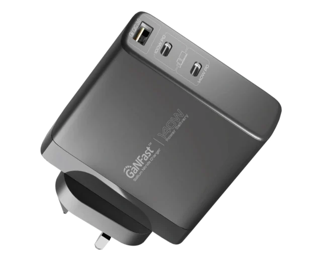 Promate 140W USB-C GaN Charger with 140W Type-C PD 3.1 Port, 100W PD 3.0 USB-C Port and 30W QC 3.0 Port, GaNCharge-140W (GANCHARGE-140W.UK-BK)