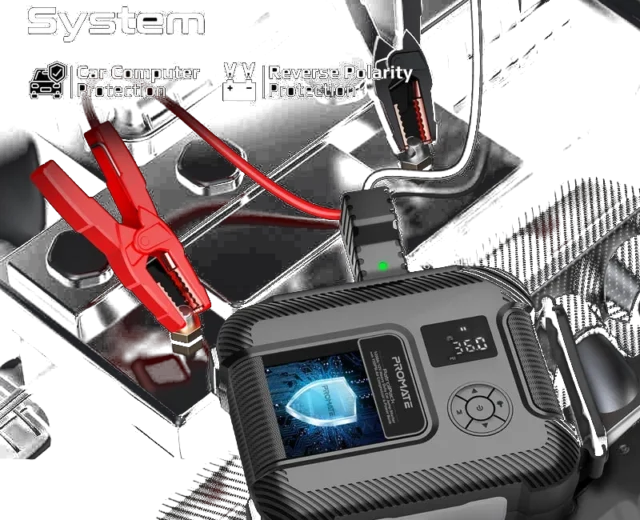 Promate PATROLPACK 1200A/12V Heavy Duty Car Jump Starter with 150PSI Air Compressor & Power Bank