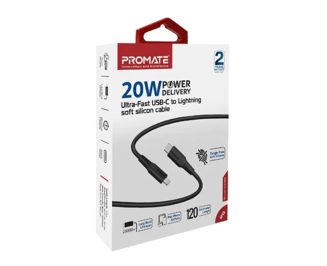 Promate 20W Power Delivery Fast Charging Lightning Cable POWERLINK-120.WHITE