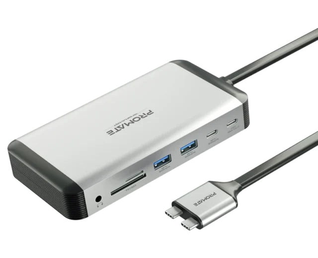 Promate 13-in-1 MacBook Docking station with 150W Power Adapter & 4K@60Hz MST Dual Display (VersaHub-MST)